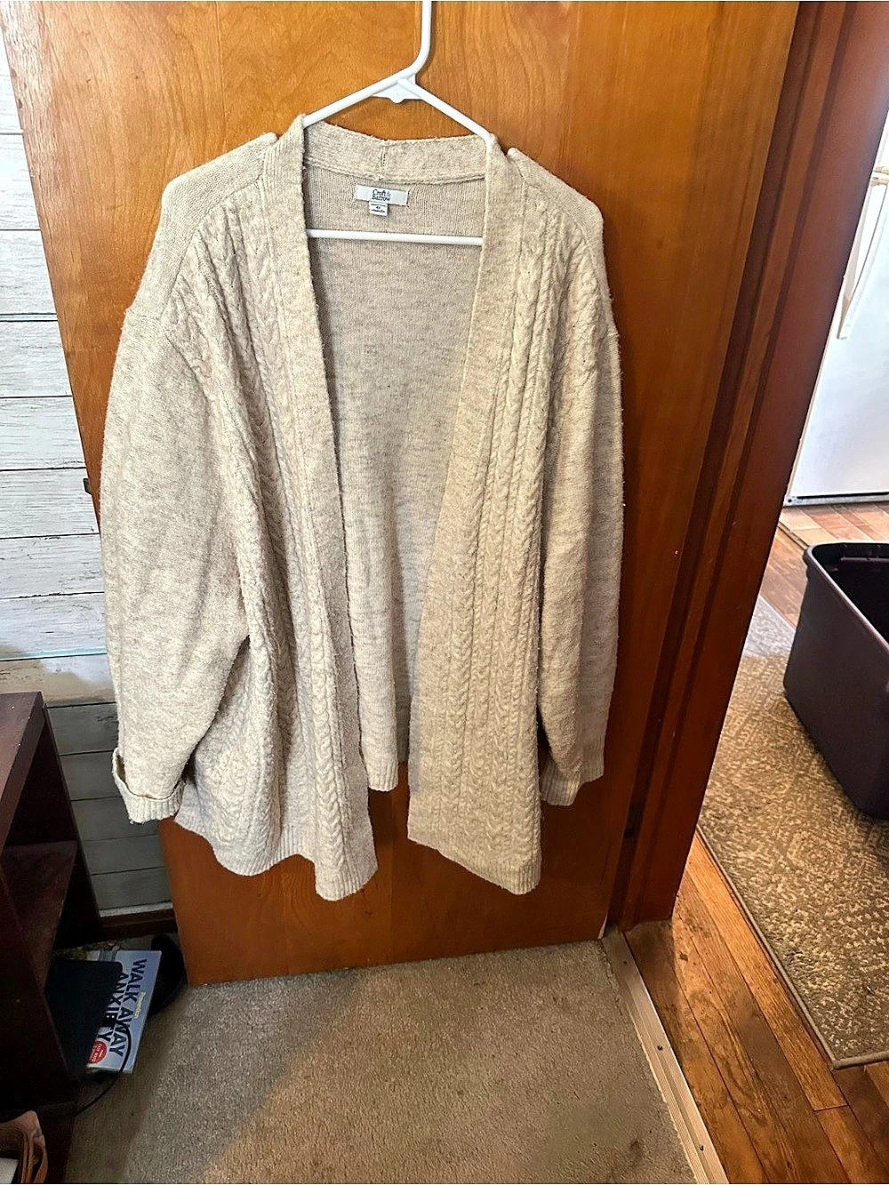 Croft & Barrow Cable Knit Cardigan in Beige Size 4X Like New